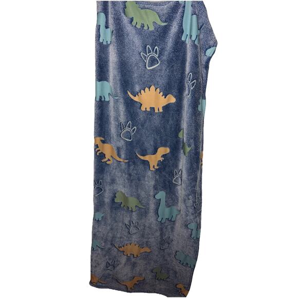 Baby Boy Dinosaur Blanket Plush Blue Blanket 49x60 Lightweight - Picture 1 of 4